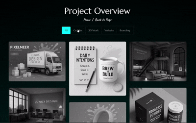 Project filter screenshot