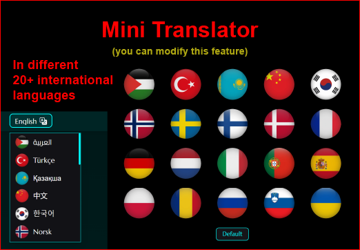 Language selector screenshot